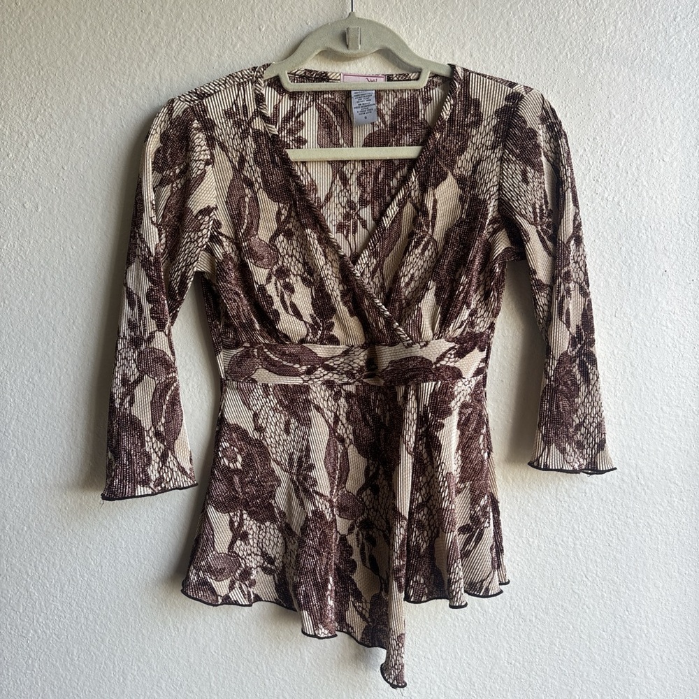 Y2K Vol. 1 Crinkle Floral Asymmetrical Whimsigoth Boho Fairy Grunge Top Size S